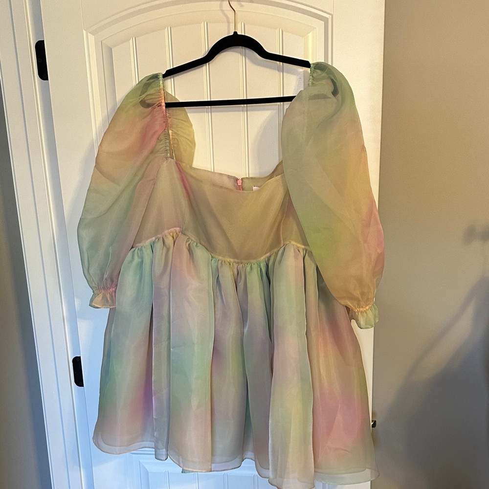 Selkie Pastel Rainbow Puff Dress